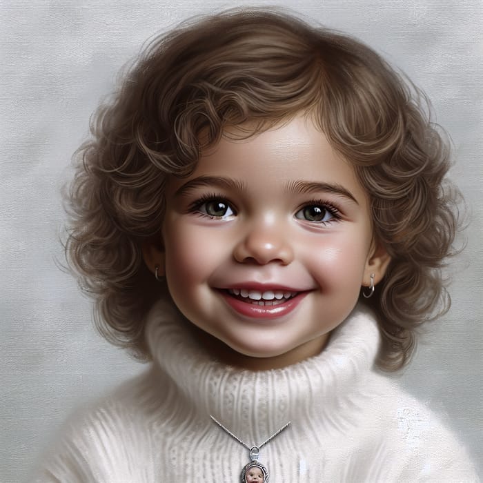 Smiling Child with Curly Hair - Realistic Oil Portrait