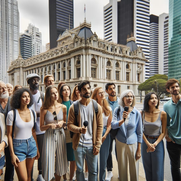 City Tour Group Exploring the Streets Together