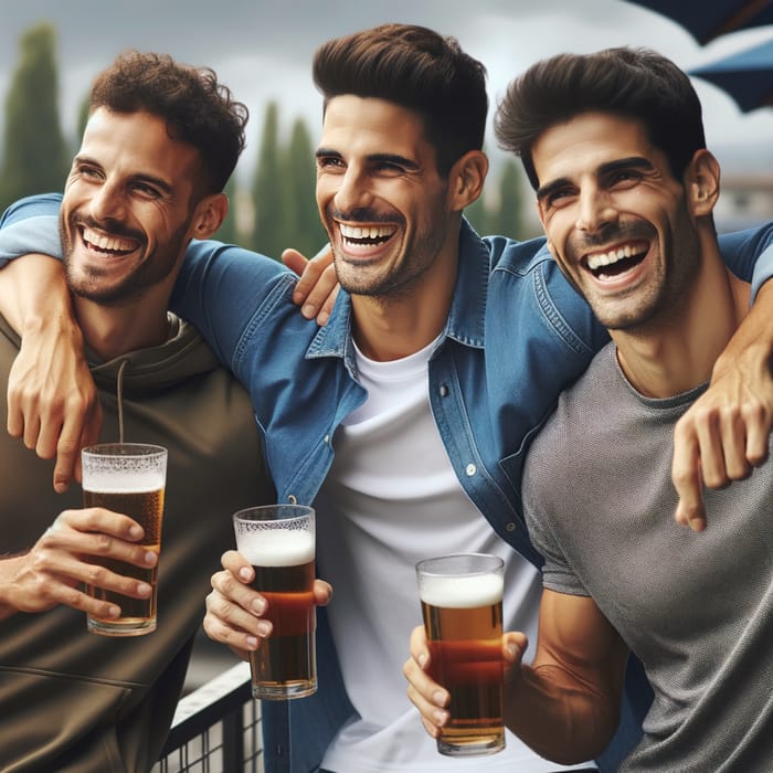 Happy Neymar, Messi & Suárez on Terrace Enjoying Drinks