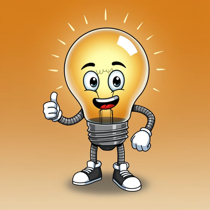 Energetic Light Bulb Mascot for Branding