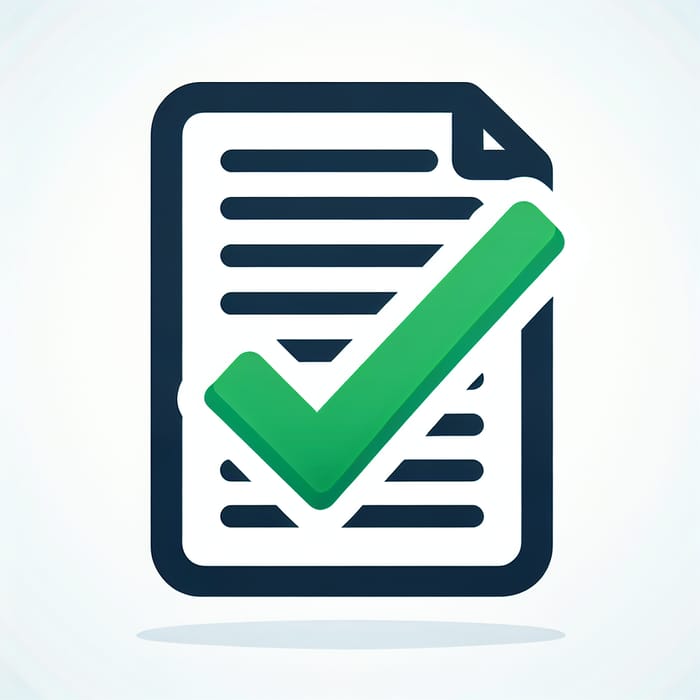 Professional Green Check Mark Document Completion Icon