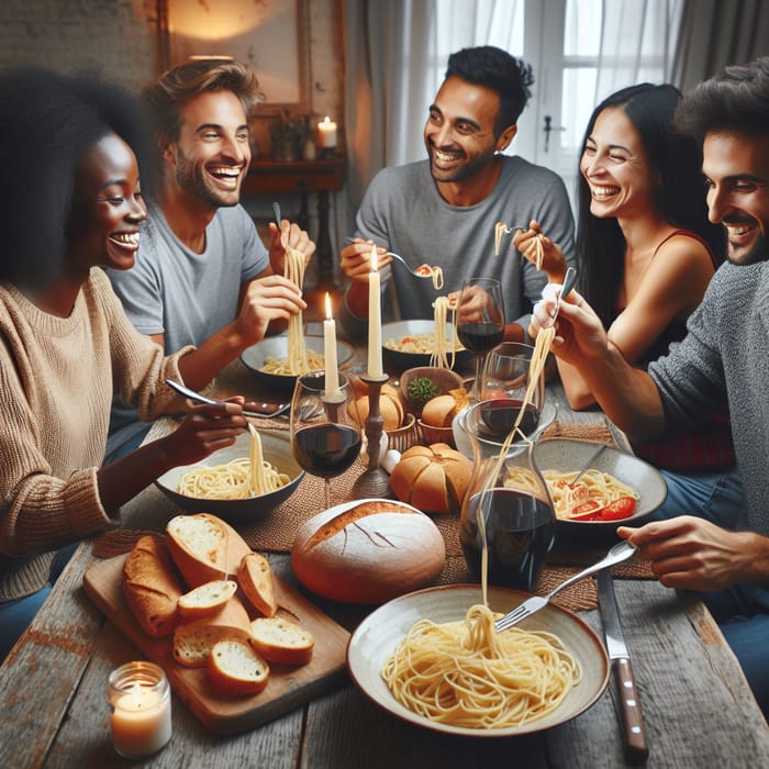 Dinner Among Friends: Enjoying Pasta Together