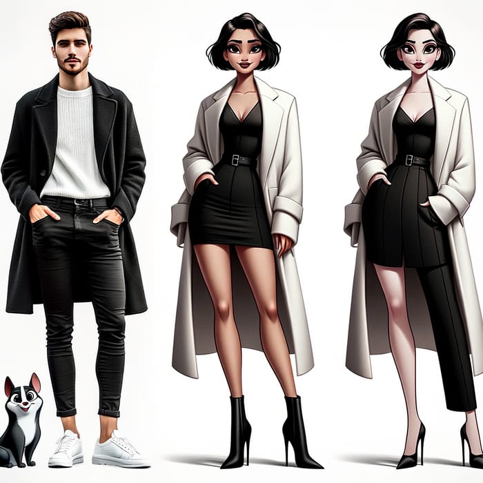 Hispanic Woman & White Man Disney Pixar-Inspired Characters