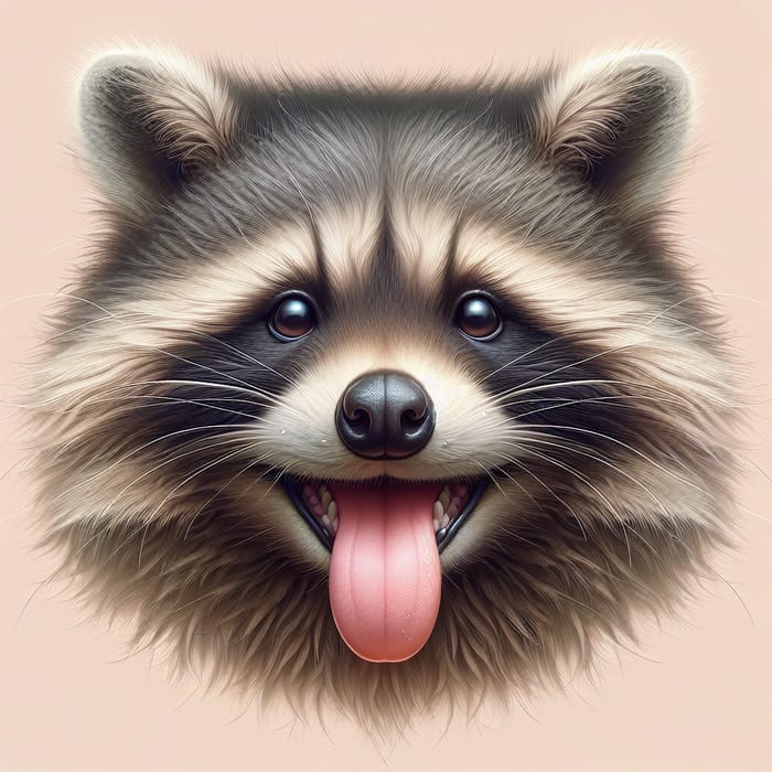 Charming Close-Up of a Playful Raccoon