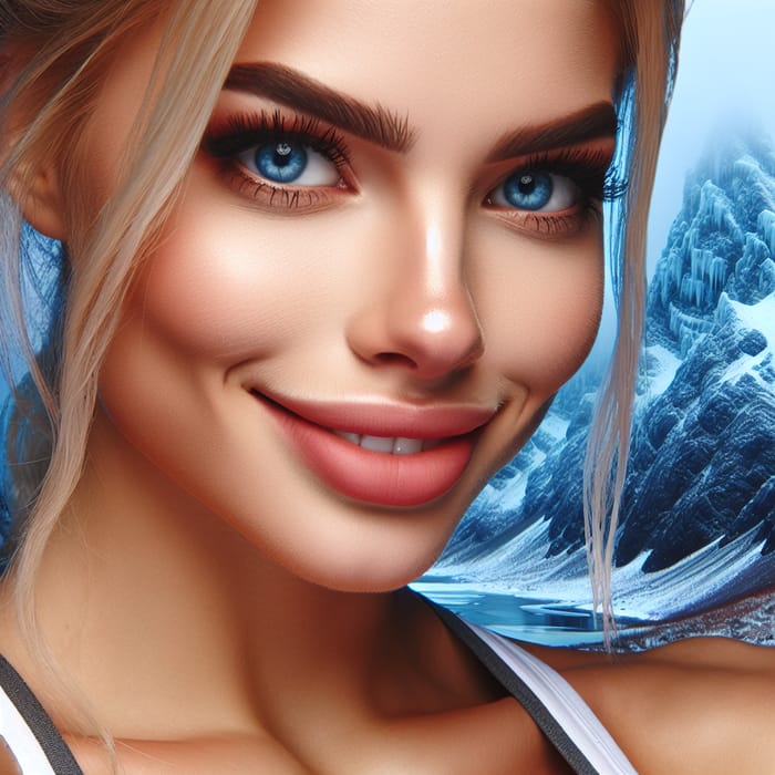 Blonde Wrestler Charlotte Flair Close-Up | Frozen Mountain Background