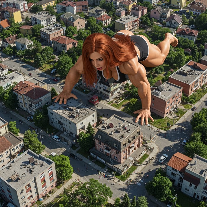 Giantess Fitness Model Wreaks Havoc on Town