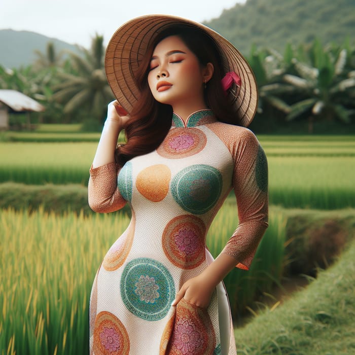 Vietnamese Beauty: Stylish Woman in Colorful Ao Dai Dress