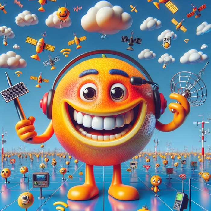 Cartoon Orange: Playful Telecommunications Character