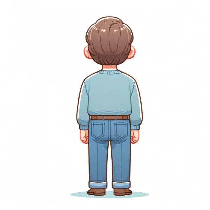 Vintage Plump Short Grandad Back View Illustration