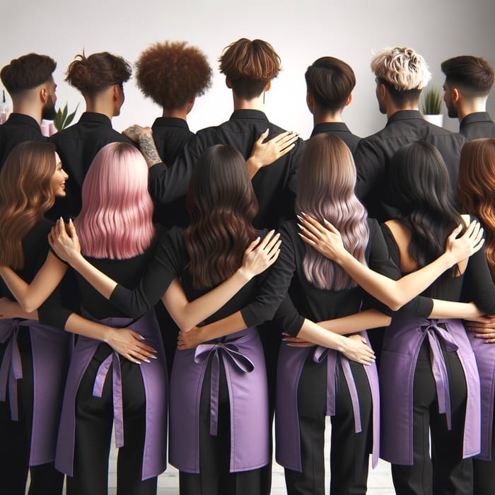 Beauty Therapists in Unity: Black and Purple Uniforms