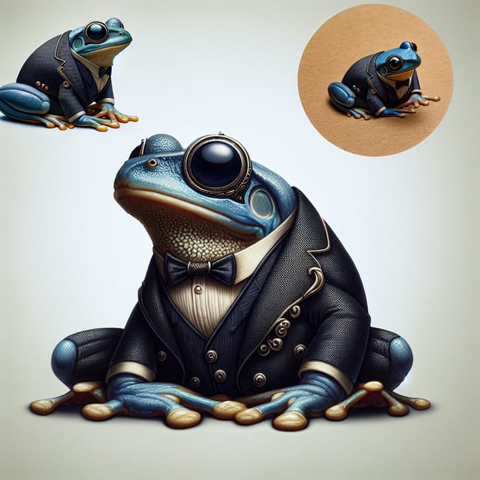 Elegant Blue Frog in Stylish Black Suit