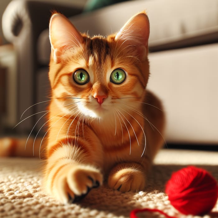 Adorable Orange Tabby Cat with Bright Green Eyes