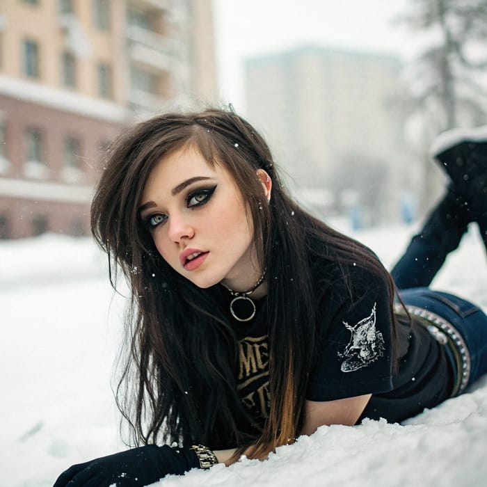 Beautiful Russian Emo Girl in a Melancholic Setting