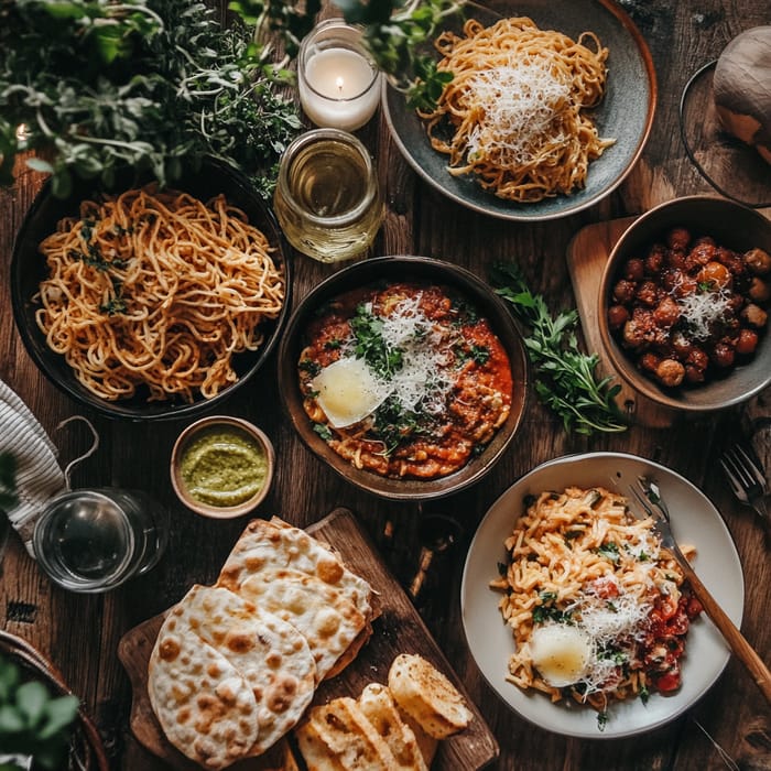 Delicious Indian & Italian Cuisine on One Table