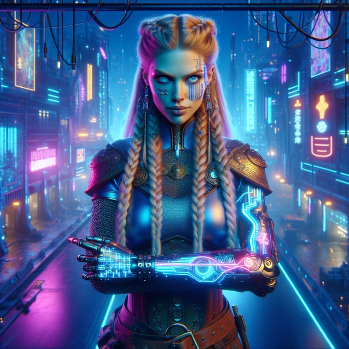 Viking Girl in a Stunning Cyberpunk Universe