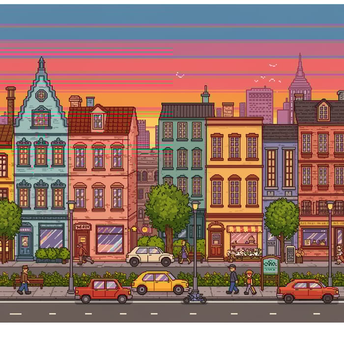 Pixel Art City Landscape Street GIF