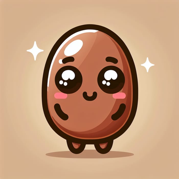 Cute Brown Bean-Shaped Cartoon Character