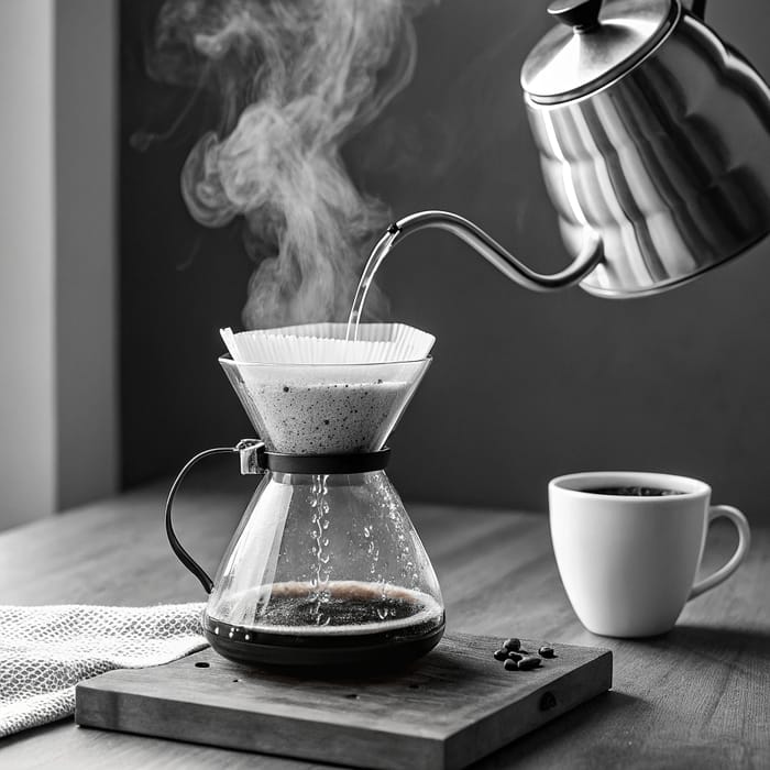 Modern Pour Over Coffee Brewing - Black & White Style