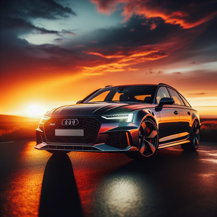 Audi RS6 Fully Visible in Beautiful Sunset Setting