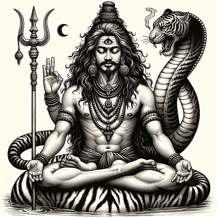 Lord Shiva: Seated Meditation on Tiger Skin | Divine Aura