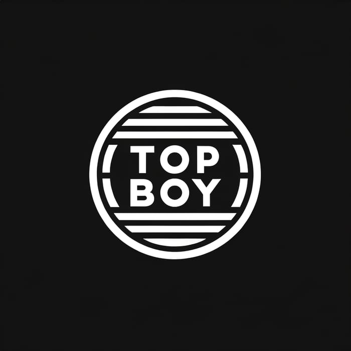 Unique Minimalist Design: TOP BOY on Black Background