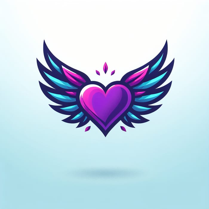 Modern Wings Clothing Logo with Purple Heart Design