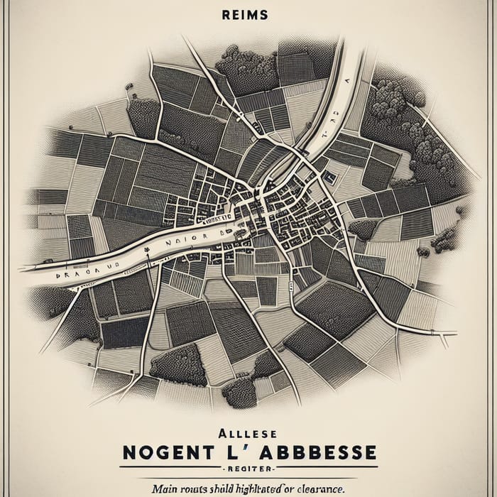 Nogent l'Abbesse Map: Vineyards, Roads & Forests Sketch