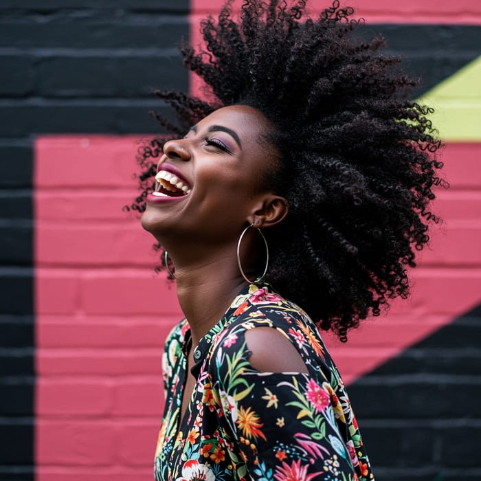 Vibrant Street Art Portraits of Joyful Moments Vibrant Street Art Portraits of Joyful Moments