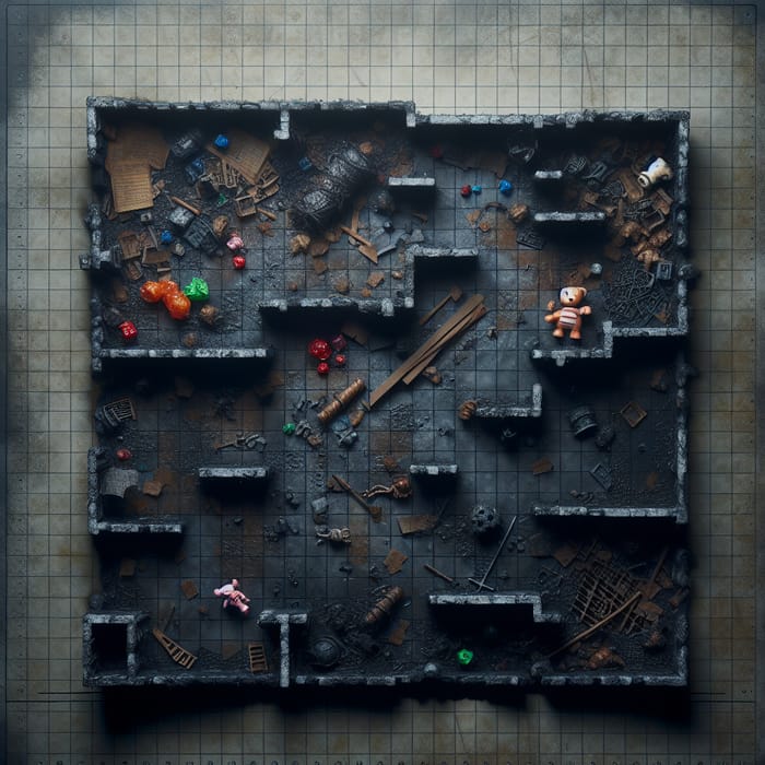 Creepy Dungeon Grid Map: Spooky Toy-filled Underworld Layout