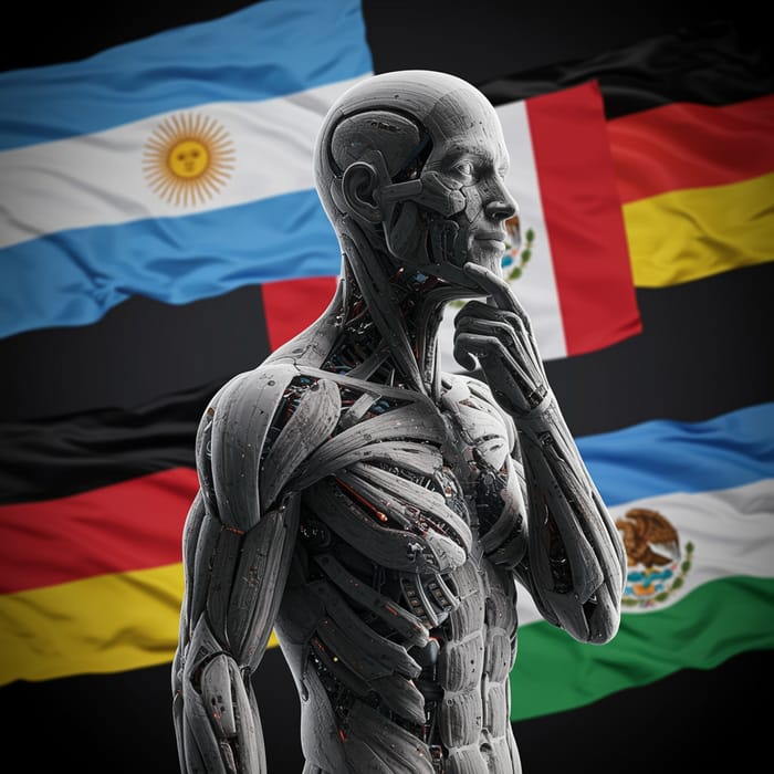 HD Image of Evolving Man with Flags Background