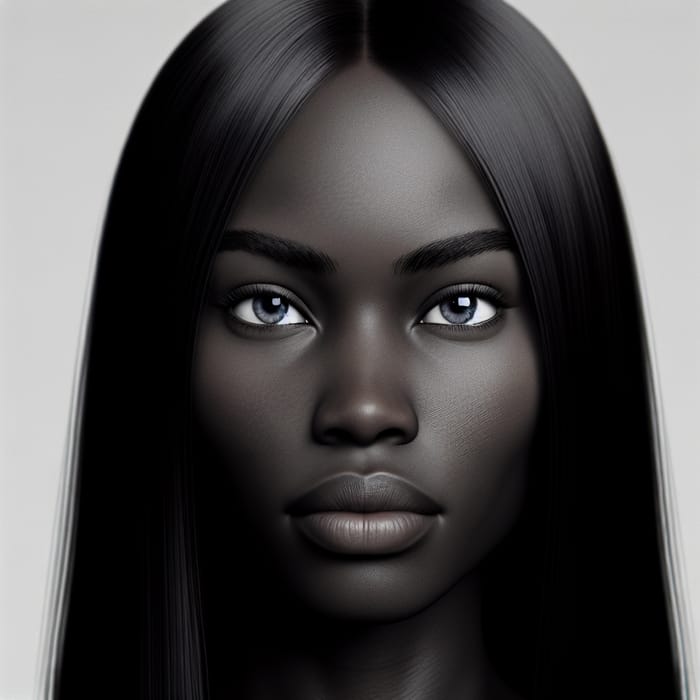 Black Irish Woman with Straight Jet Black Hair and Blue Eyes