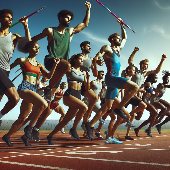 Diverse Co-ed Track and Field Team in Action