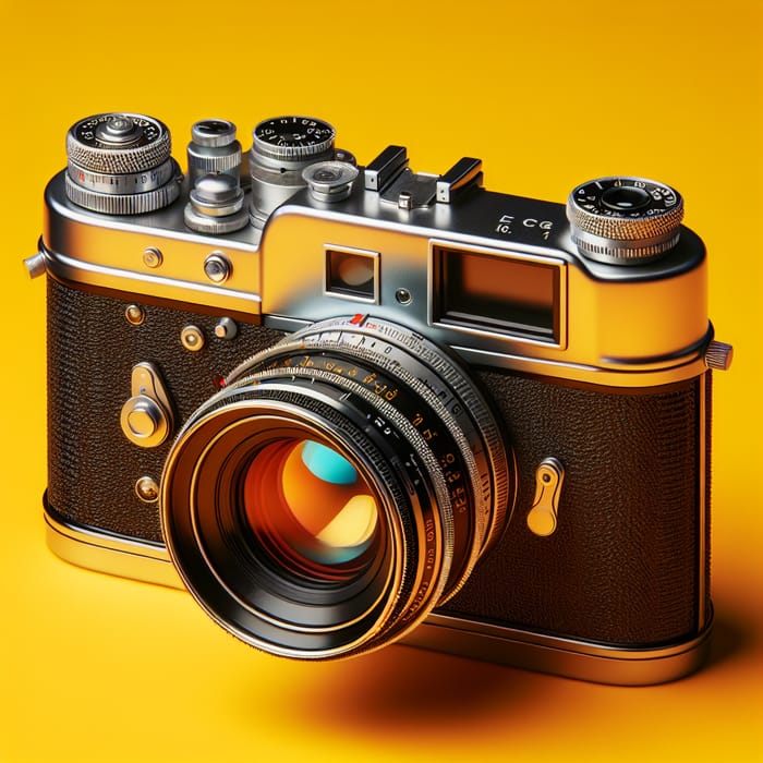 Stunning Vintage Camera on Yellow Background