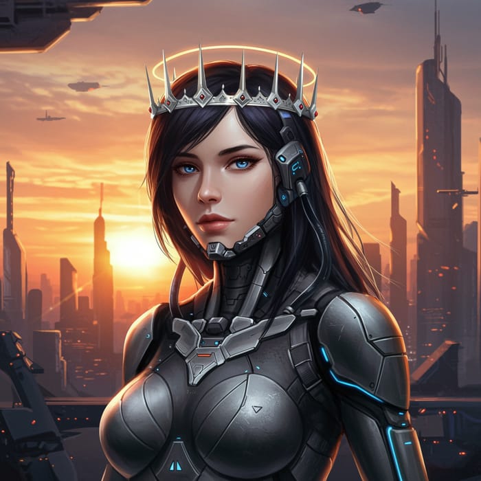 Modern AI Soldier Woman with Crown