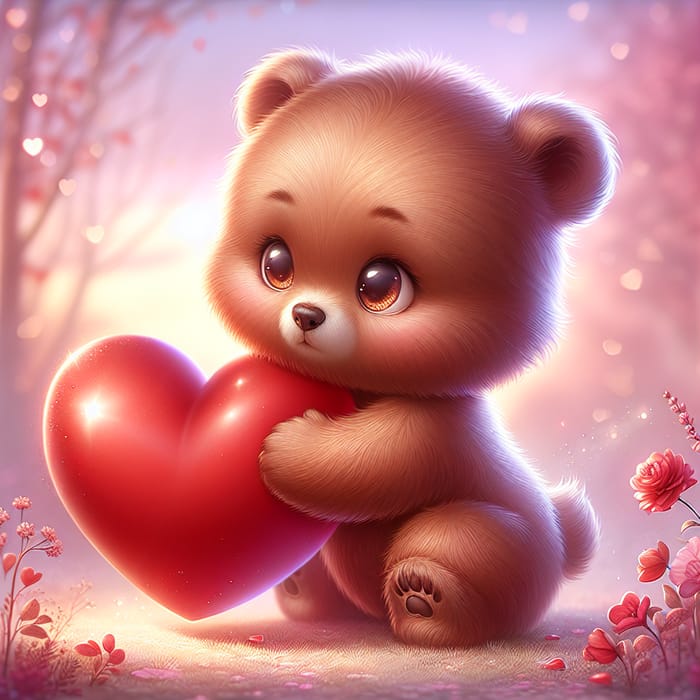 Cute Baby Bear Celebrating Valentine's Day