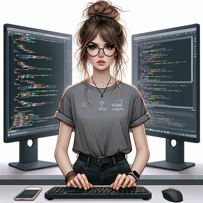 Code Assistant Girl | Software Developer Illustration