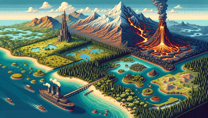 Pixel Adventure: Aerial View Pixel Art Landscape