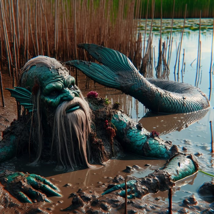 Ugly Mermaid Bathing in Swamp Mud