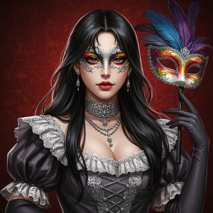 Elegant French Lady in Victorian Masquerade