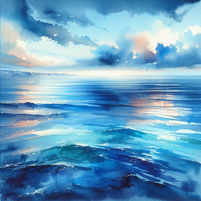 Tranquil Ocean Watercolor View