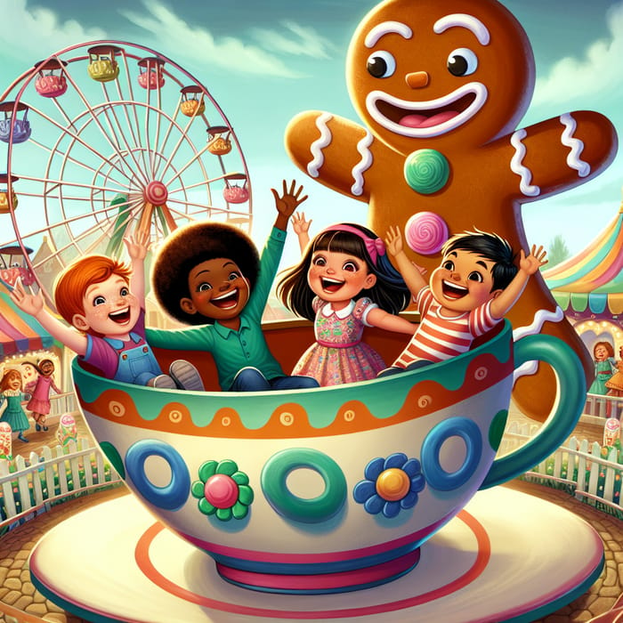 Magical Fair: Kids Riding in a Tea Cup