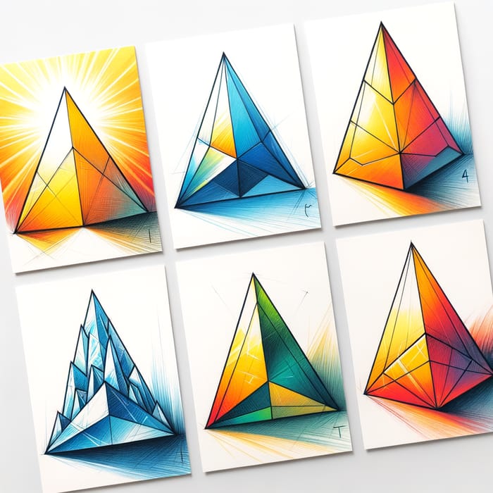 5 Drawings of Triangles: Geometric Art Collection