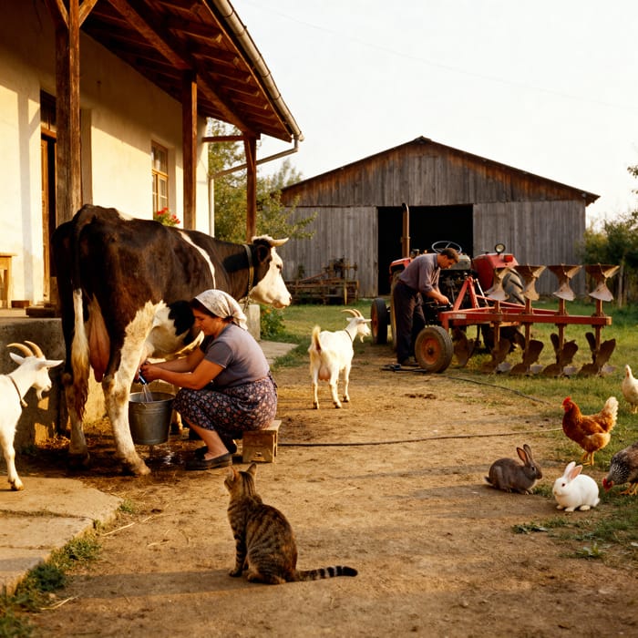 Life in a 60s Balkan Village: Farm Scene Life in a 60s Balkan Village: Farm Scene