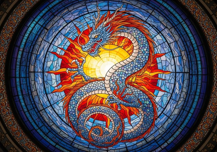 Vibrant Dragon Mosaic Stained Glass Art Vibrant Dragon Mosaic Stained Glass Art