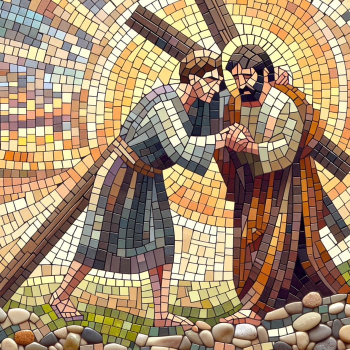 Striking Geometric Mosaic of Compassionate Assistance