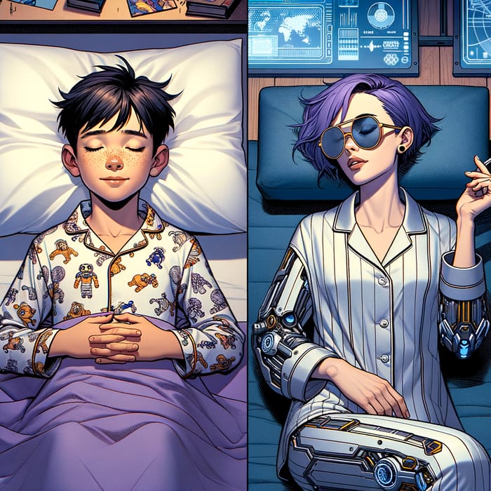 Stylish Serenity: Izuku Midoriya and Sombra Cozy Pajama Nap