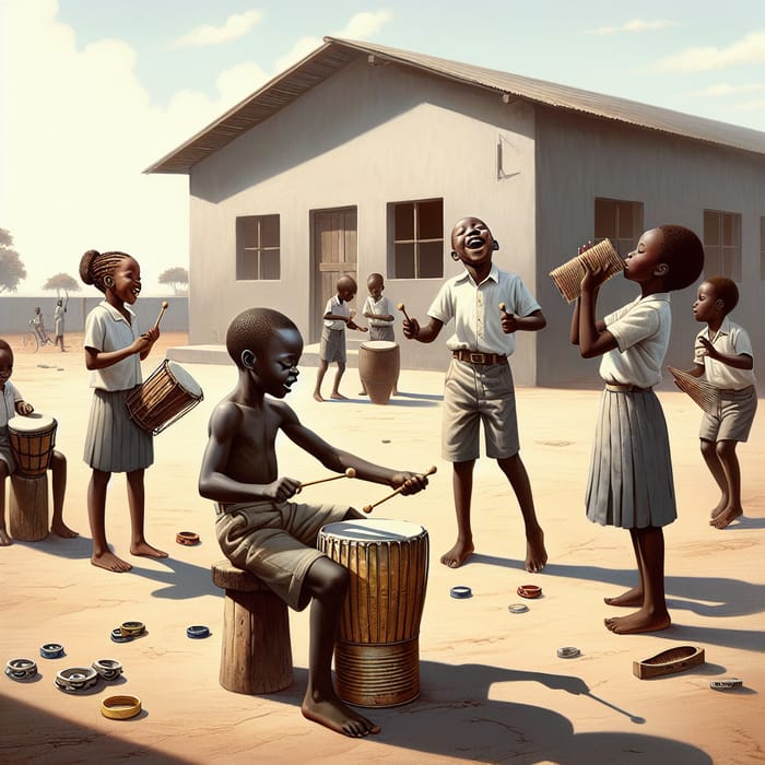 African School Kids Making Music with Improvised Instruments