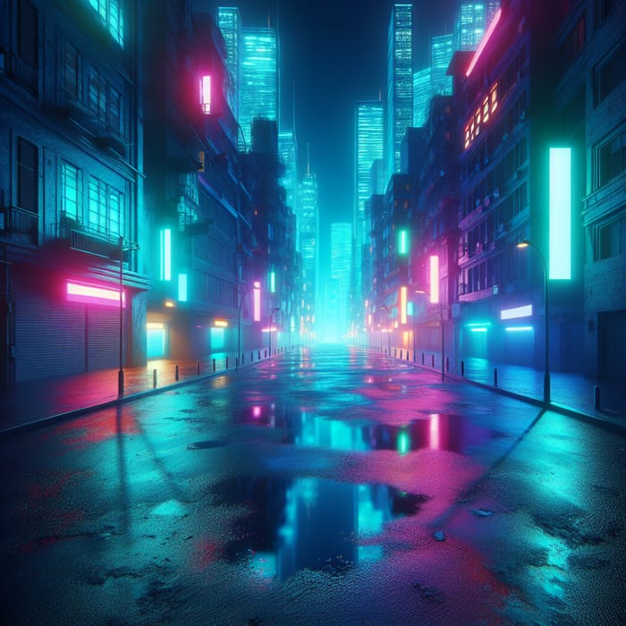 Lonely Streets Neon Lights: Enigmatic Cityscape