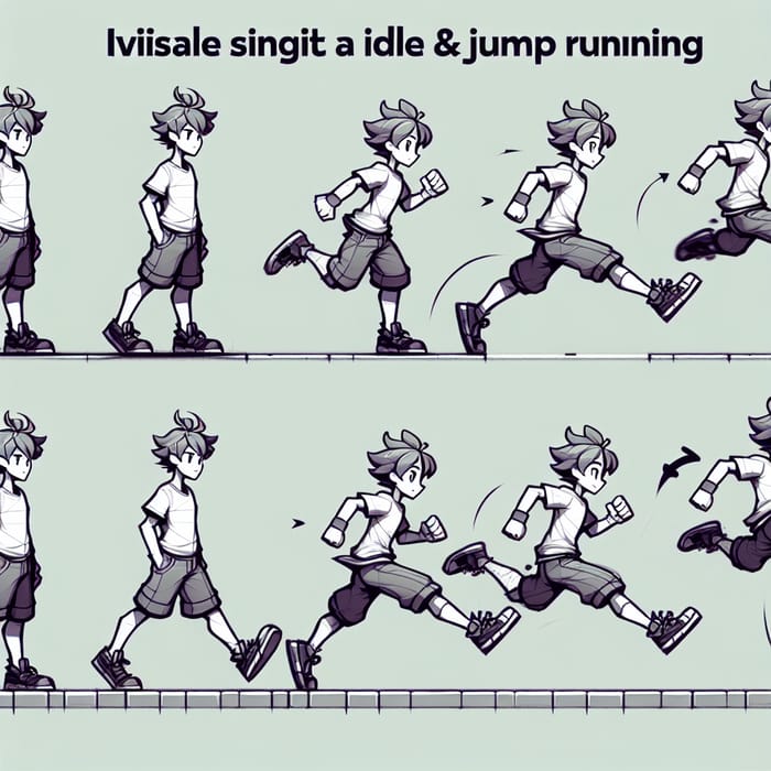 Idle and Jump Running Animation for Video Game Character