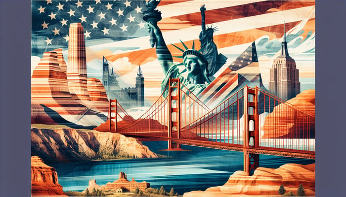 Abstract American Landmarks Art Interpretation